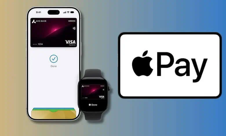 iPhone showing the Apple Wallet setup screen with an Axis Bank credit card