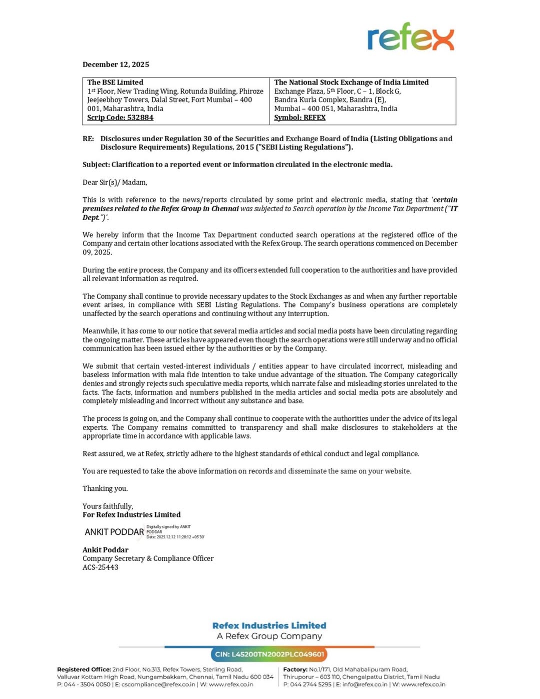 Refex Industries IT Raid Company's Response.jpeg