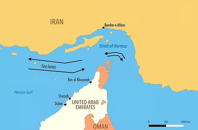 Map showing the Strait of Hormuz with key shipping routes used by India and other nations amid Iran's selective maritime passage decision.