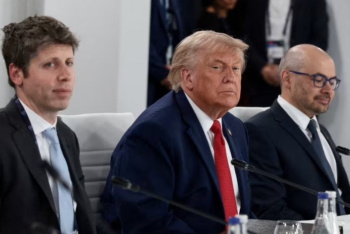 Trump with AI leaders at the G7 Summit in Évian, France.